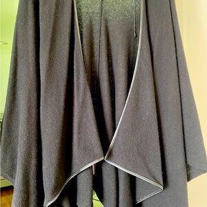 Cashmere wrap with leather trim